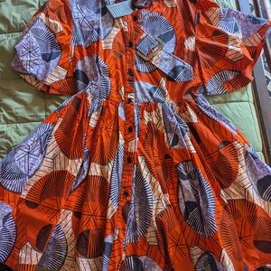OFUURE African Print Shirt Midi Dress